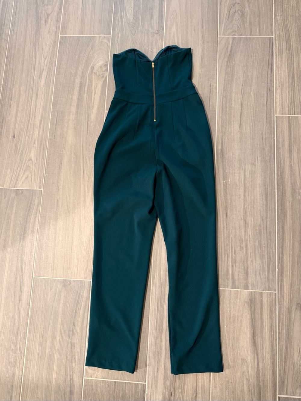 Express Strapless Dark Green Jumpsuit Size 00 - Picture 2 of 3